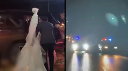 Видео задержания авто с молодоженами в Туркестанской области появилось в Сети
