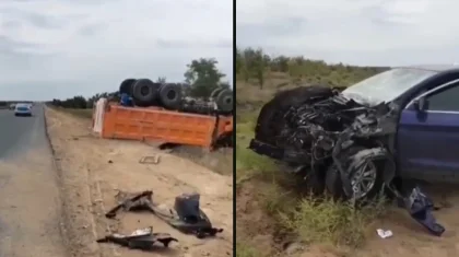 Видео страшной аварии в Актюбинской области появилось в Сети