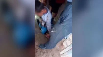 Годовалого малыша вытащили из уличного туалета в Туркестанской области. Видео