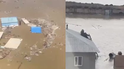 На крышах ждали вертолет МЧС жители затопленной зимовки в Костанайской области