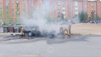 Автомобиль сгорел дотла в Кызылорде