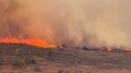 Крупный пожар тушат в Жамбылской области