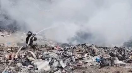 Мусорный полигон загорелся в Карагандинской области (ВИДЕО)