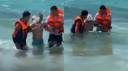 Тонущего мужчину сняли на видео в Актау
