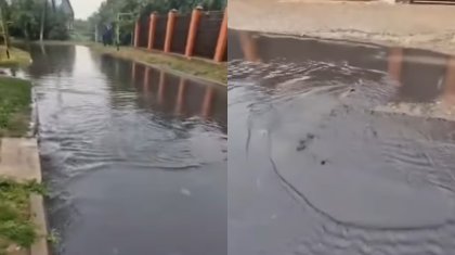 Целую улицу затопило канализационными водами в Астане (ВИДЕО)