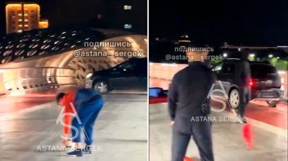 Водитель на авто без госномеров проехался по известному пешеходному мосту в Астане (ВИДЕО)