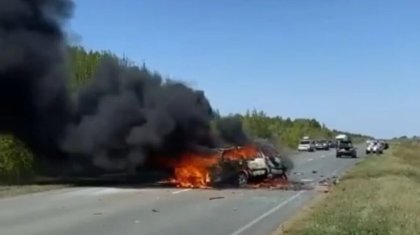 Водитель сгорел в машине на западе Казахстана