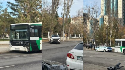 Два авто и пассажирский автобус столкнулись на центральной улице в Астане