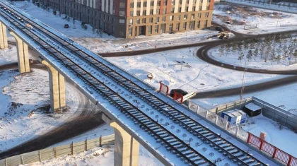 Строительство LRT в Астане: уложены первые 500 метров рельсового пути