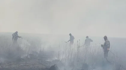 Степной пожар вспыхнул возле природного резервата «Акжайык» в Атырауской области
