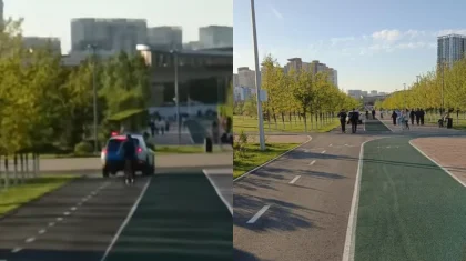 Патрульная машина мчалась по тротуару в Астане: что говорят в полиции (ВИДЕО)