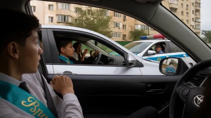 Погоня полицейских за выпускником попала на видео в Мангистау