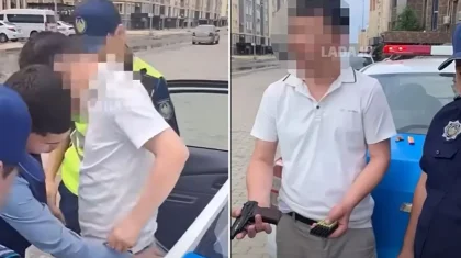 Задержание мужчины с пистолетом сняли на видео в Актау