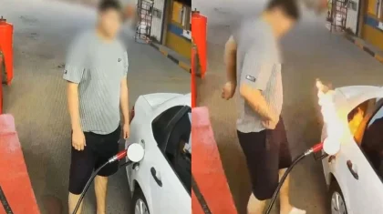 Заправлял авто и игрался с зажигалкой: казахстанец случайно поджег машину на АЗС (ВИДЕО)