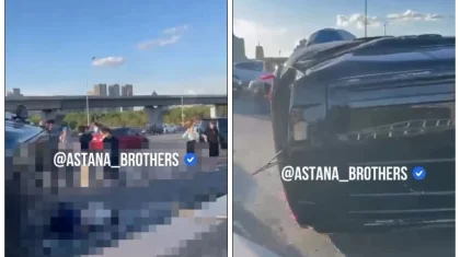 Отбросило на встречку: Toyota Land Cruiser столкнулся с двумя авто на мосту в Астане (ВИДЕО)