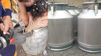Пятилетняя девочка застряла во фляге в области Абай
