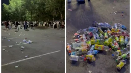 «Астана Арена» осталась заваленной мусором после праздничного концерта ко Дню столицы (ВИДЕО)