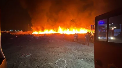 Крупный пожар на мусорном полигоне потушили в Астане