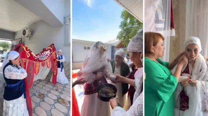«Отқа май құю, шымылдық»: сестру Димаша Кудайбергена встретили в селе супруга по казахским обычаям (ВИДЕО)