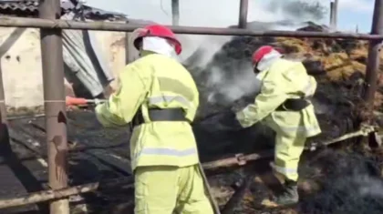 Восемь тонн сена загорелось во дворе жилого дома в Актюбинской области