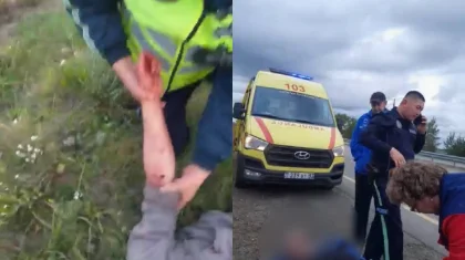Окровавленного мужчину на трассе Астана – Петропавловск обнаружили полицейские (ВИДЕО)