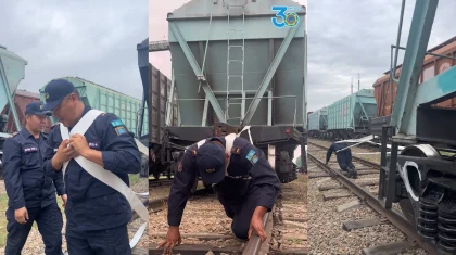 Пожарный на своих плечах тянул три вагона весом в 70 тонн в СКО (ВИДЕО)