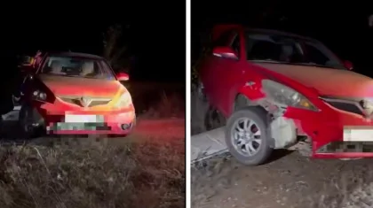 Автомобиль повис на краю обрыва в Актобе