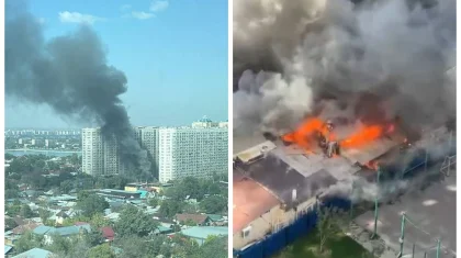 Поднимались густые столбы дыма: очевидцы сняли на видео крупный пожар в Алматы
