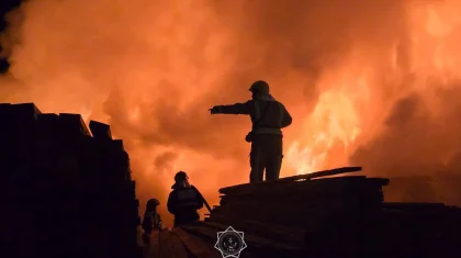 Пожар на древесном рынке тушили ночью в Мангистауской области (ВИДЕО)
