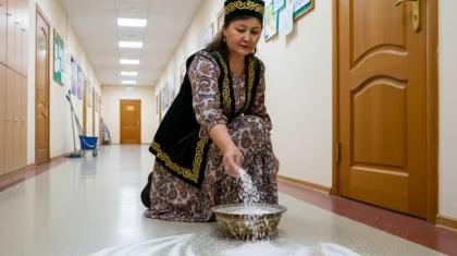 «Чтобы взяли на работу»: казахстанка устроила «обряд» с солью в школе