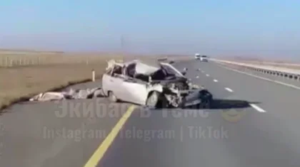 Легковушка протаранила автобус на трассе Кызылорда – Павлодар (ВИДЕО)