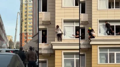 Девушку, стоявшую на парапете 15-го этажа, спасли в Астане (ВИДЕО)