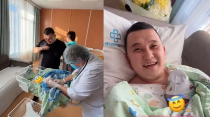 Блогер Елдос «Колобок» расплакался, впервые увидев новорожденного сына (ВИДЕО)