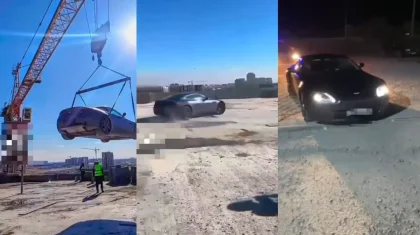 Водитель поднял машину на крышу 12-этажки ради дрифта и хайпа в Шымкенте (ВИДЕО)
