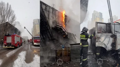 Большой пожар в трехэтажном здании потушили в Астане