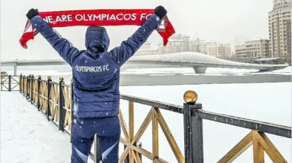 «Олимпиакос» поприветствовал Казахстан после прилета на матч с «Кайратом»