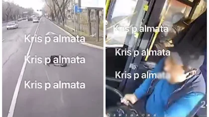 Водитель автобуса в Алматы отвлекся на телефон и сбил девушку на «зебре» (ВИДЕО)