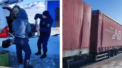 Фура с 45 лошадьми из-за мороза встала на трассе в Костанайской области