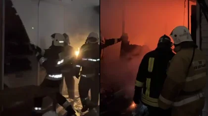 Крупный пожар произошел на рынке в Атырау (ВИДЕО)