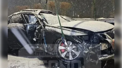 Lexus протаранил ограждение и снес деревья в Алматы