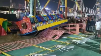 Аттракцион рухнул на ярмарке в Индии: есть погибший