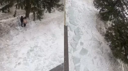 Ледяная глыба упала на 76-летнюю пенсионерку в центре Риддера (ВИДЕО)