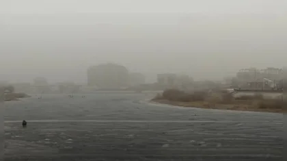 Пыльная мгла накрыла Атырау: в окрестностях города загорелся камыш