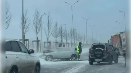 Массовое ДТП произошло на обходе Астаны из-за непогоды (ВИДЕО)