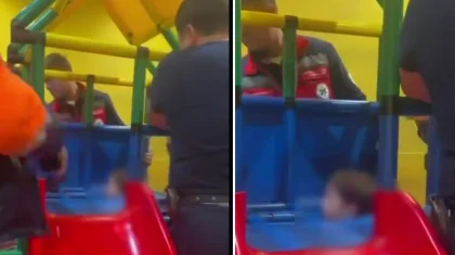 Голова трехлетнего малыша застряла в горке на игровой площадке кафе в Астане