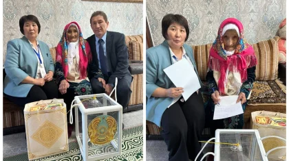 Самая пожилая казахстанка проголосовала на референдуме в области Улытау