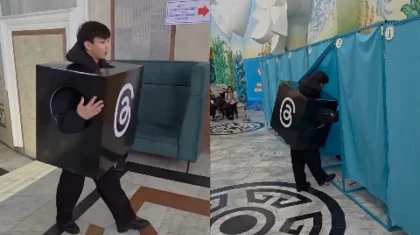 Необычного голосующего заметили на улицах Алматы