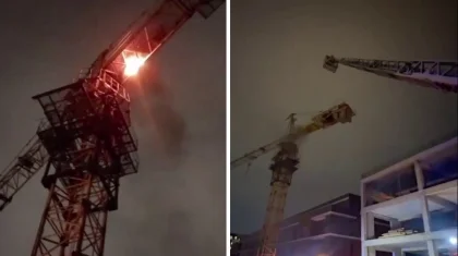 Горящую стрелу башенного крана потушили пожарные в Алматы (ВИДЕО)