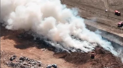 Мусорный полигон горит в Атырау (ВИДЕО)