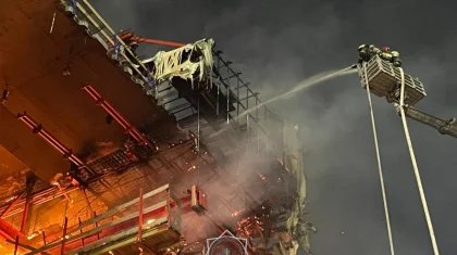 В третий раз с начала года случился пожар на строящемся мосту в Павлодаре (ВИДЕО)